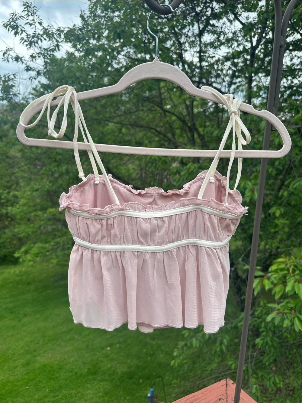 Motel Rocks Soft Pink Tie-Shoulder Babydoll Top - Picture 3 of 4